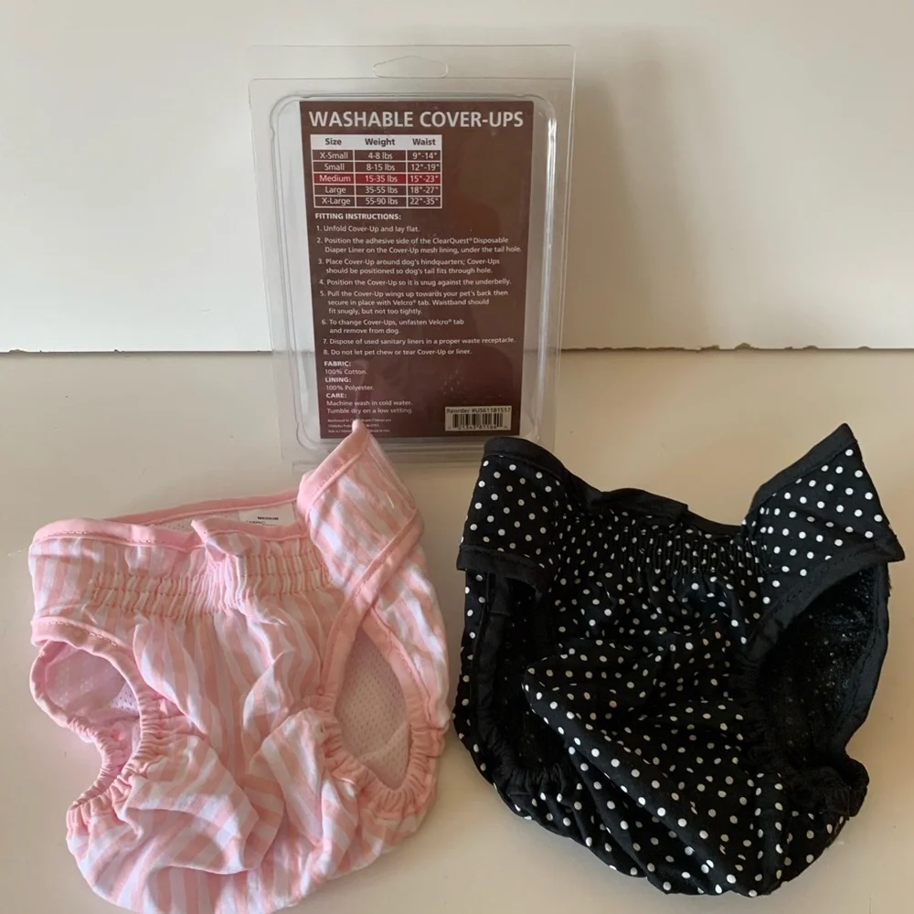 ClearQuest Washable Dog Cover-Ups. Pack of 2 Size Medium but wears like a Small